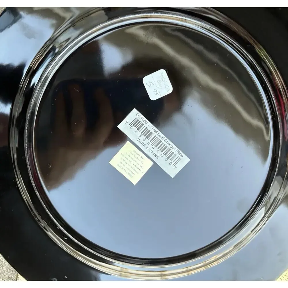 Set of 6 Hand Painted Gold Lacquer Charger Plates Metallic Elegant Table Decor